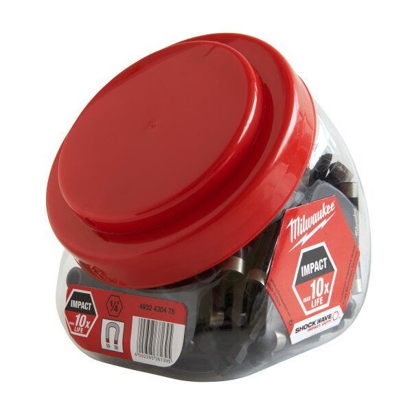 SHOCKWAVE - Magnetbithalter mit 1/4″ Hex-Aufnahme (DIN 3126 - E 6.3). Bestelleinheit 100 Bithalter
