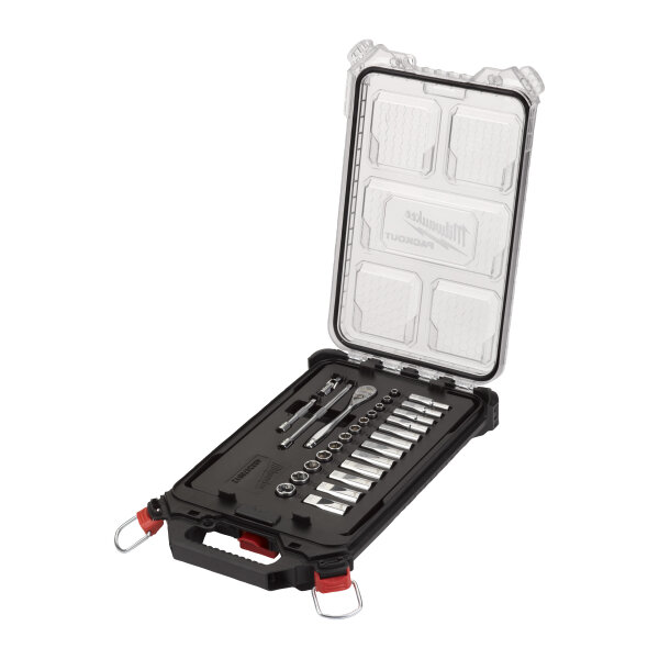 ¼″ Ratschen- und Steckschlüsseleinsatz Set metrisch (28-teilig) im PACKOUT™ Compact Organiser Slim