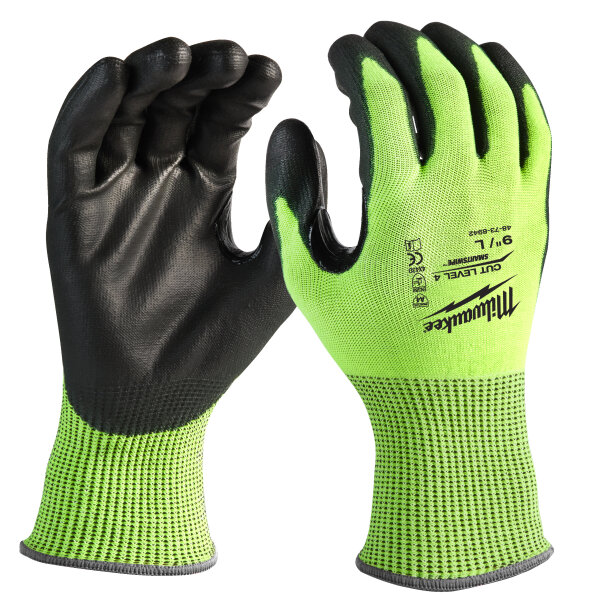 HI-VIS - Hi-Vis Schnittschutzhandschuhe Klasse 4/D Größe 7/S - 1 Paar