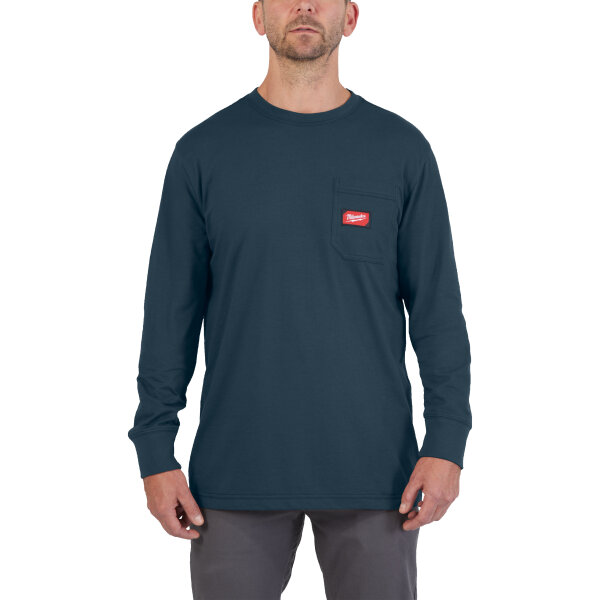 WTLSBLU-M - Arbeits-T-Shirt langarm - blau